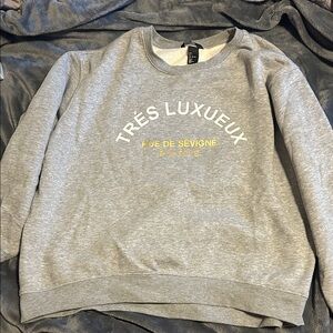 H&M Gray Crew Neck Sweater with Yellow Print